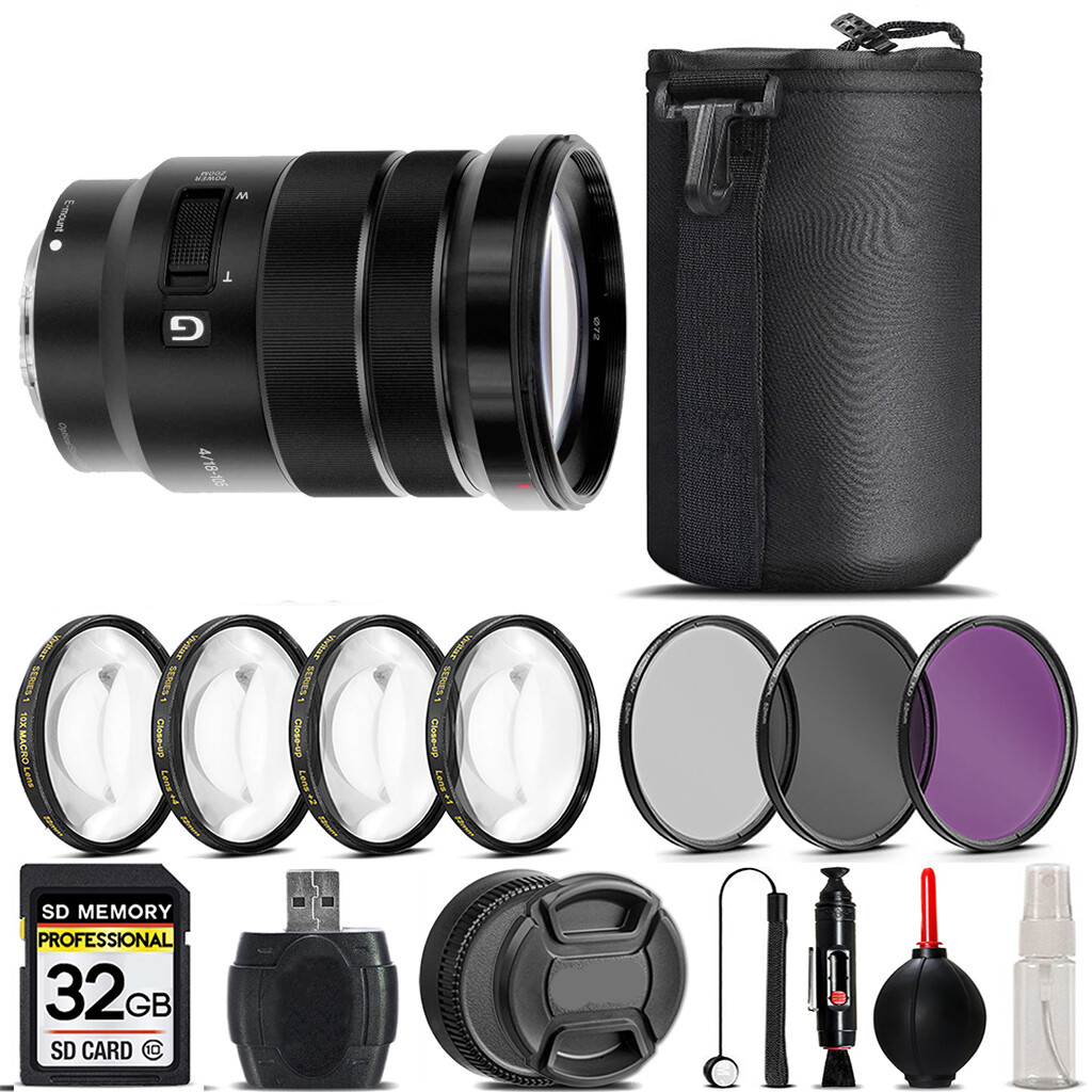 SONY E PZ 18-105mm F4 G OSS CPLフィルター付き Sony E PZ 18-105mm f/4 G OSS Lens +4PC Macro Kit +UV, CPL