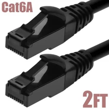 2FT Cat6A RJ45 Network LAN Ethernet UTP Patch Cable TPE Outdoor 500MHz Black