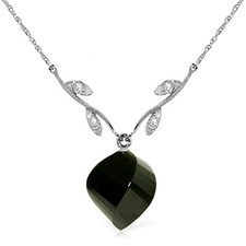 15.52 CTW 14K Solid White gold Necklace 16-24" Diamond Briolette Black Spinel