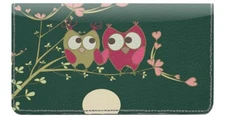 Owl Couple Designer Checkbook Cover, with Credit Card Slots & Pen Loop