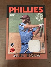 2021 TOPPS ALEC BOHM RC 1986 TOPPS RED PARALLEL JERSEY RELIC CARD 24/25 PHILLIES