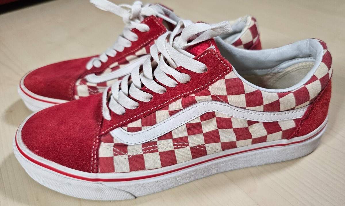 Vans Old Skool Red Checkerboard Canvas & Suede Shoes #500714  display picture 1