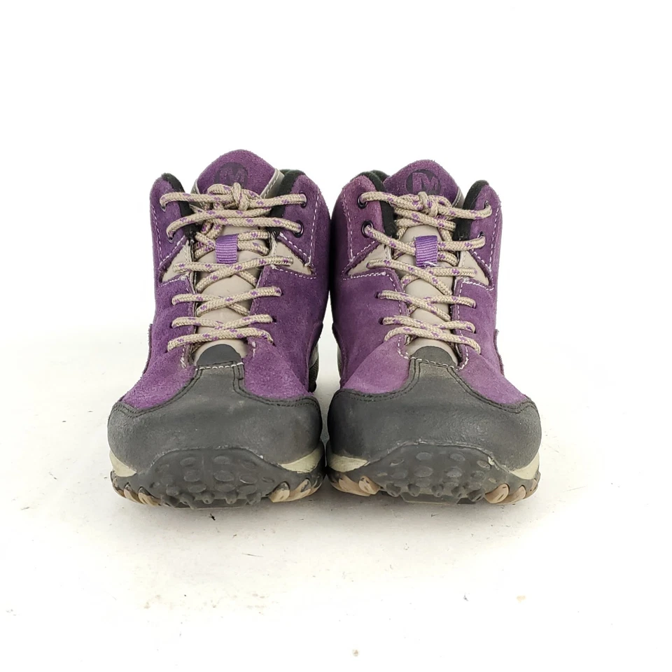 Botas de Senderismo Merrell Niñas 4 Púrpura Medio Top Con Cordones Impermeables Puntera Antigolpe Foto 3 de 4