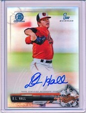 D.L. HALL 2017 BOWMAN DRAFT CHROME REFRACTOR AUTOGRAPH AUTO ROOKIE RC #'D /499