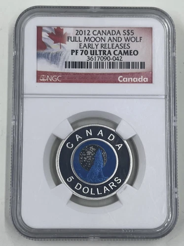 2012 Canada S$5 NGC PF70 Ultra Cameo Full Moon & Wolf Early Releases