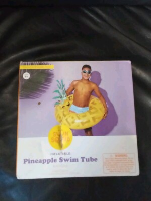 Sun Squad SMILE Pineapple Swim Tube Float Pillow Water Pool Toy NEW MAKE OFFER