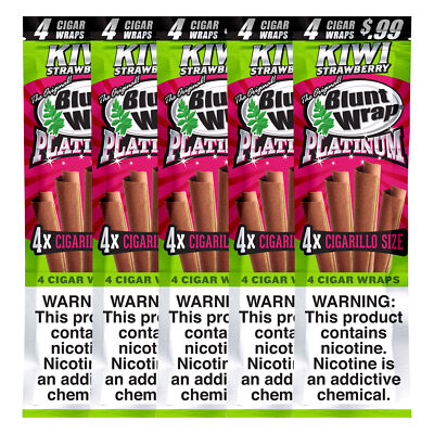 Double Platinum Wraps Kiwi Strawberry Pre-Priced .99 each (5 Pouches, 20 Wraps)
