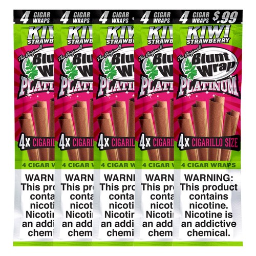 Double Platinum Wraps Kiwi Strawberry Pre-Priced .99 each (5 Pouches, 20 Wraps)