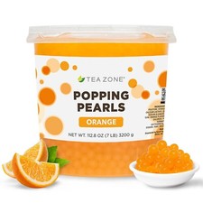 Tea Zone Orange POPPING PEARLS B2052, 7 lbs for Boba Tea