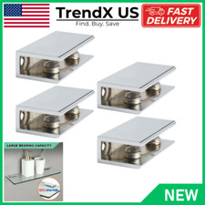 4 Pcs Glass Shelf Bracket Adjustable Shower Heavy Duty Rectangle Clamp 6-10mm
