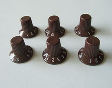 6x Chocolate Brown Guitar AMP Amplifier Skirted Knobs for Fender