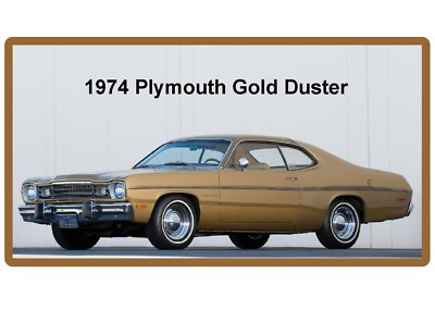 1974  Plymouth Gold Duster Auto Refrigerator / Tool Box Border Magnet