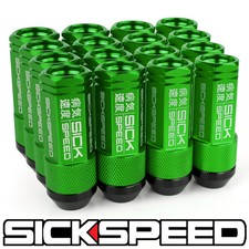 Sickspeed 16pc Green Aluminum Extended 50mm 2 Pc Lug Nuts Wheels 12x1.5 L16 Sickspeed 16pc Green Aluminum Extended 50mm 2 Pc Lug Nuts Wheels 12x1.5 L16