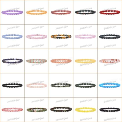 6mm Fashion round gemstone beads stretchable bracelet 6.5" - Picture 1 of 251