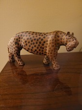 Hand Carved Wooden Spotted Leopard 8 inch x 3.5 inches.