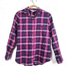 FOREVER NEW Womens Top Size 4 Navy Blue/Pink Check Long Sleeve Collared 