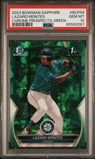 2023 Bowman Chrome SAPPHIRE Lazaro Montes 1st BCP58 GREEN REFRACTOR/60 PSA 10