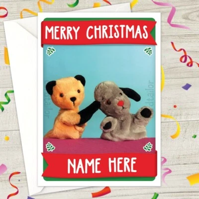 CARDTAILOR SOOTY AND SWEEP Personalised CHRISTMAS Card • xmas holiday british tv puppets