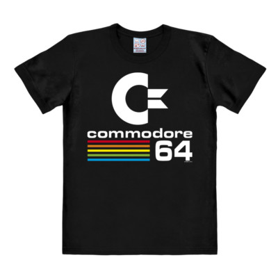 LOGOSHIRT - Nerd - Computer - C64 - Commodore 64 Logo - T-Shirt Print, schwarz