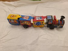 Vintage Wiggling Animal Train Wind up Tin Toy used Japan