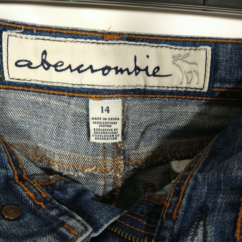 Girls Denim Skirt Size 14 Blue Abercrombie Distressed Cut Off Jeans Mini - Picture 7 of 12