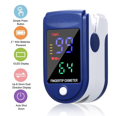 Professional Finger Pulse Oximeter Blood Oxygen Saturation Monitor Heart Rate