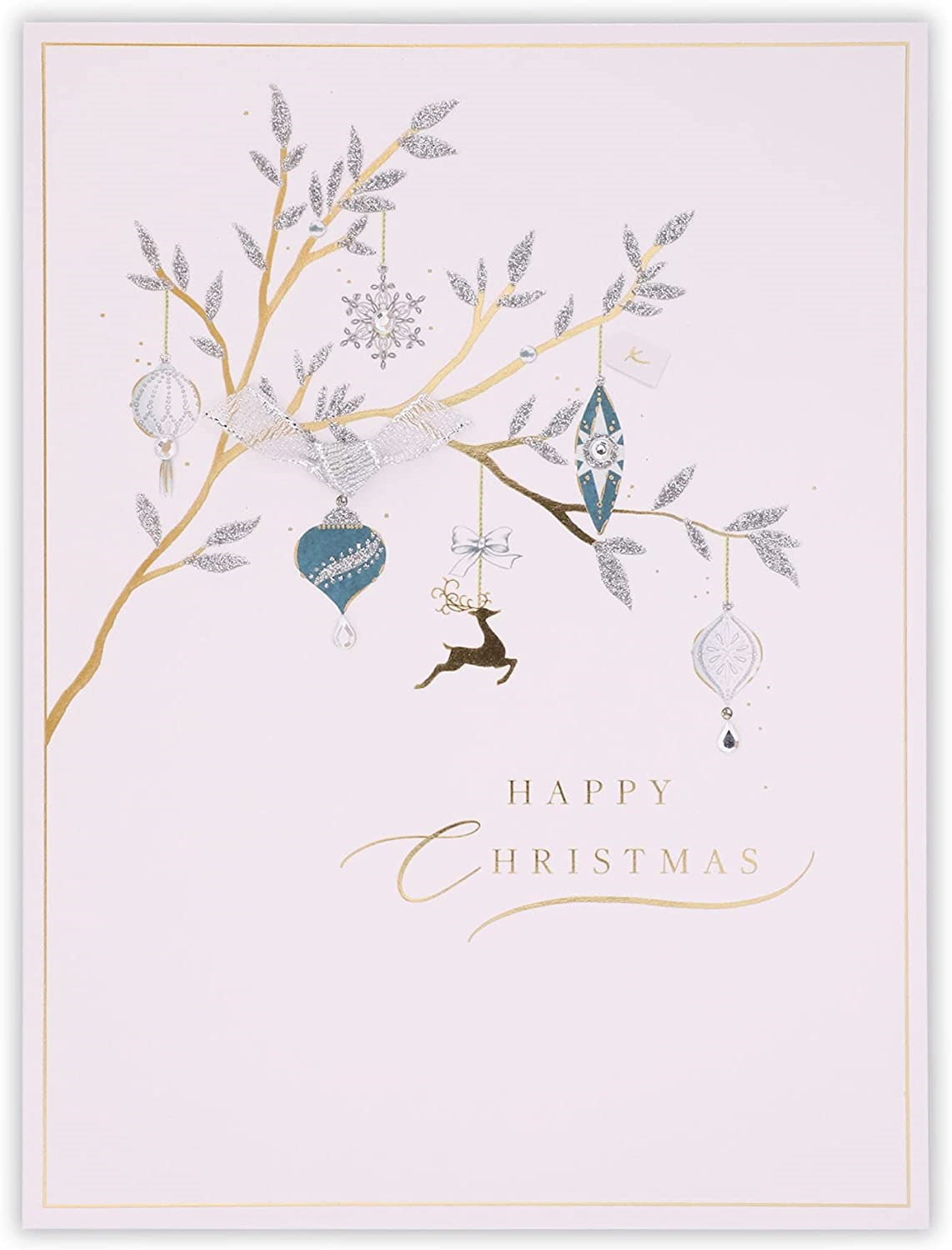 Clintons Luxury Tiny Baubles On Branch Christmas Cards , Pack Of 10, 1