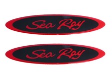 2x Sea Ray Emblem Oval Searay Hull Side Badge Sticker Nameplates Logo Red