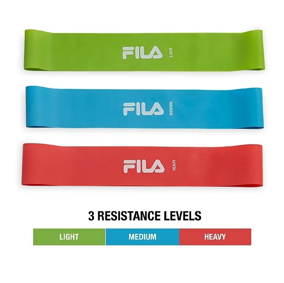 FILA Unisex Mini Band Resistance Bands Kit - 3 Pack - Three Resistance Levels