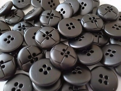 20 mm x 12 schwarz Kunstleder 4 Loch gemustert HQ Grob Knöpfe + ein Gratis Geschenk 
