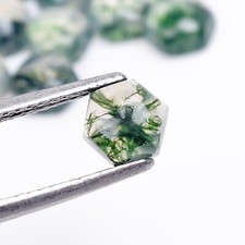 Natural Moss Agate Brilliant Cut Hexagon 10X10mm Loose Rare Gemstone 1 Ct.