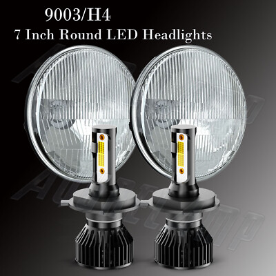 2pcs Fit GMC C15 C25 C35 1975 1976 1977 1978 7'' Round LED Headlights Hi-Lo Beam