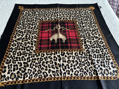 Brooks Brothers 100% Silk Leopard Golden Fleece Chain Scarf NEW