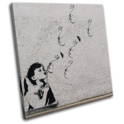 Impression Sur Toile Banksy Graffiti Pigeons Street Art - Design Moderne Multicolore - Neuf