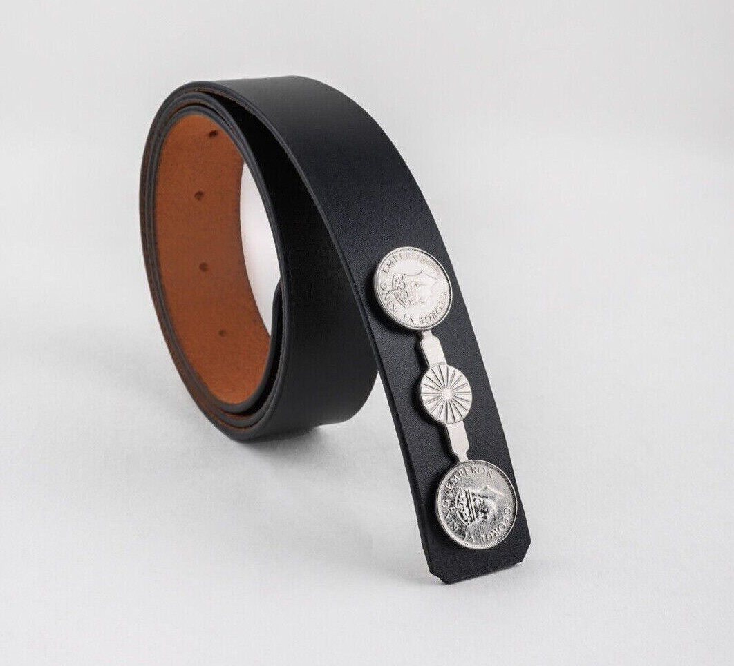 Handcrafted Western Silver Plated Coin Belt with Pure Black  display picture 1