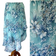 VTG 90's Y2K Floral Asymmetrical Midi Skirt M Ruffle Hem Fairy Whimsigoth Pastel