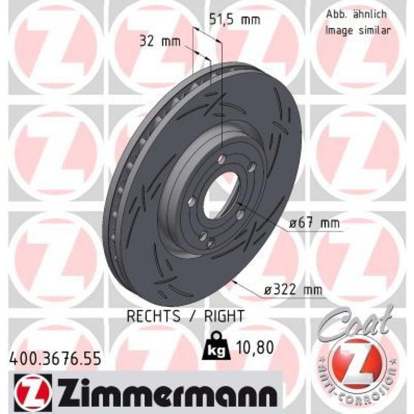 Zimmermann 400.3676.55 Bremsscheibe FüR Mercedes Benz CLS C218 X218-image