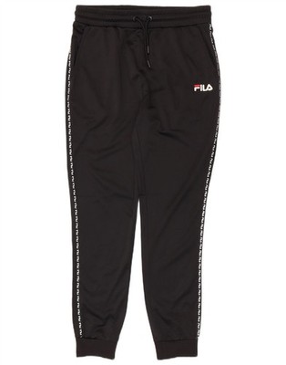 Fila Mens Graphic Tracksuit Trousers Joggers Small  Black Striped Polyester AQ23