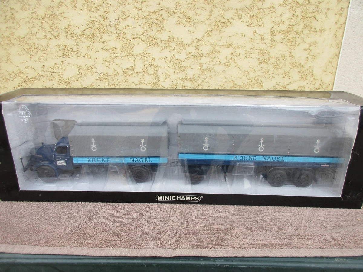 1/43 1950 Krupp Titan Kofferzug blue/white truck & trailer LE 300 Minichamps