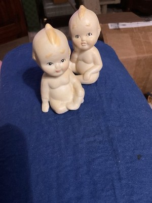 Lefton KEWPIE DOLLS  Bisque Figurines Matched Set of 2 Excellent Used Condition!