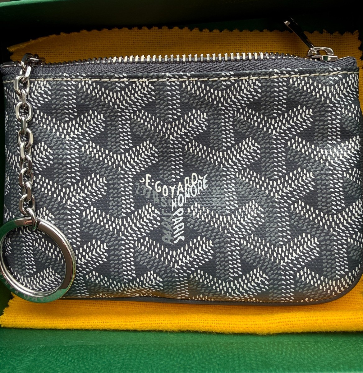 Goyard Goyardine Canvas Senat Nano Key Pouch in Grey | eBay