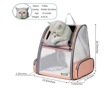 Texsens Innovative Traveler Bubble Backpack Pet Carriers for Cats/Dogs Pink NEW