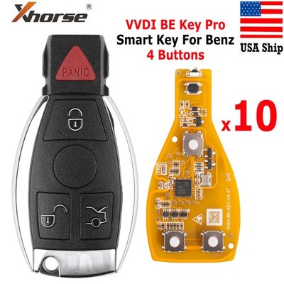 10 x Xhorse XNBZT1GL VVDI BE Key Pro Smart Key Fit For Mercedes Benz 4 Buttons
