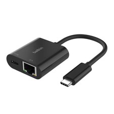 Belkin - USB-C to Ethernet  Charge Adapter with gigabit Ethernet port and US...