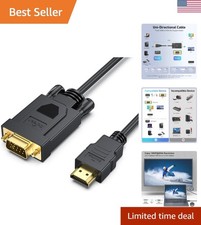 6ft HDMI to VGA Cable - High-Quality Male to Male Adapter for 1080p Display