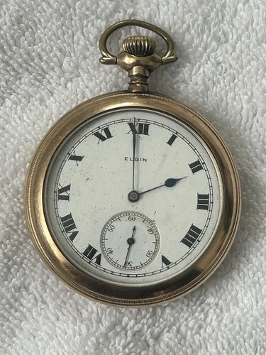 ANTIQUE ELGIN POCKET WATCH COMPLETE NON-WORKING?  ROMAN NUMERALS GOLD FILLED -NR