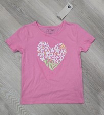 Adidas Girls Pink Floral Heart T-Shirt Size 6 NWT