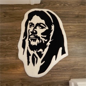 Black & White Religious Graphic Novelty Floor Mat Adult 60-70cm x 50-60cm