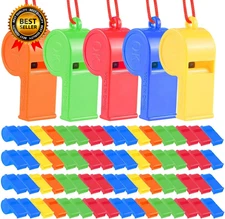 72Pcs Plastic Whistles Bulk Whistles Training Sports Whistles with Lanyard Loud