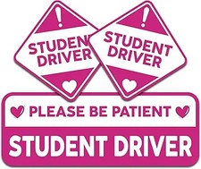 Student Driver Stickers for Car 3 Pc - Strong Adhesive, Water Style: Style 1